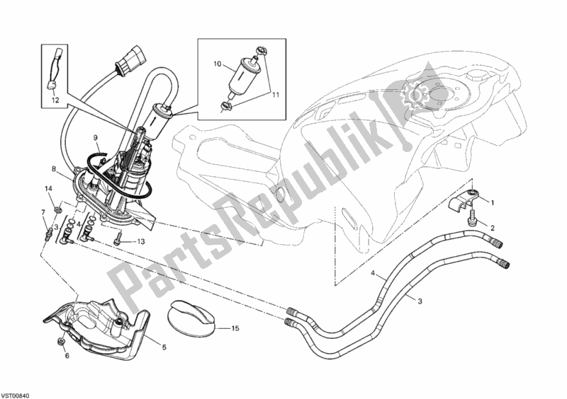Todas as partes de Bomba De Combustivel do Ducati Monster 796 ABS 2012